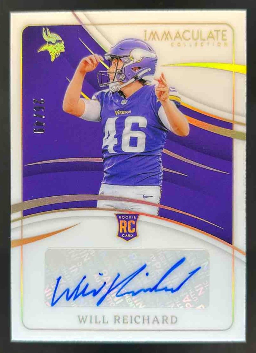 Will Reichard Panini Immaculate Collection Rookie Autographs #RAWRD Gold