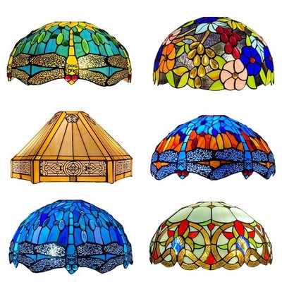 Tiffany Stil 16 Zoll Schirm nur Mehrfarbig Handarbeit Kunst Buntglas