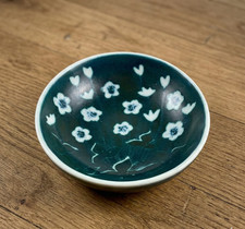 Hertha Bengtson Rorstrand Bowl 1960s Swedish MCM Green White Studio Pottery 7”