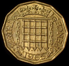 UK Three 3 Pence 1965 Elizabeth II Coin WCA B113