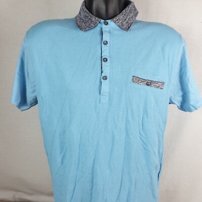 Pierre Cardin Mens Polo Shirt Top Tee Cotton Green Size LARGE Blue