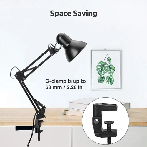 Desk Lamp Flexible Clamp Reading Light Swing Arm Table Clamp Study Base E27 Tool - Picture 9 of 12