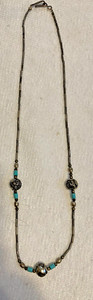 Vintage 18inch silver ball and turquoise necklace