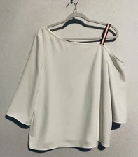 Trina Turk Top Womens Large White One Shoulder Strappy Classic Beachy Boho