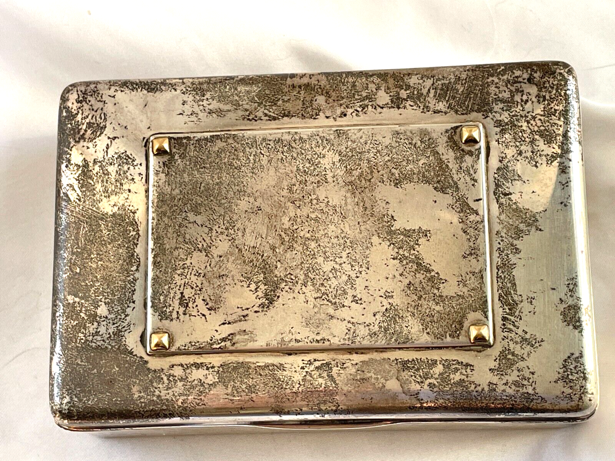 vintage cartier cigarette case CARTIER STERLING SILVER 18K GOLD CIGARETTE BOX