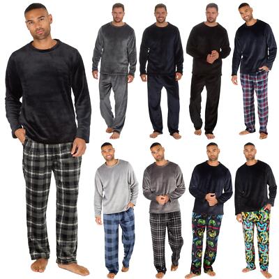 Mens Soft Fleece Pajamas Polished Premium Quality Long Lounge Set Nightwear 
