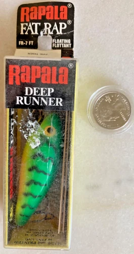 NEW NIB VTG FINLAND RAPALA FAT RAP BALSA CRANKBAIT DEEP RUNNER FIRE TIGER FR-7