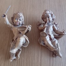 2 Putten Engel, Wandfiguren aus Holz