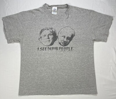 Funny Humor Sz M T-Shirt I See Dumb People Bush Cheney Gray 2007 Politics Y2K