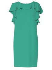 New Gina Bacconi Belinda Paradise Green Ruffle Trim Dress Sz UK 12 rrp £230