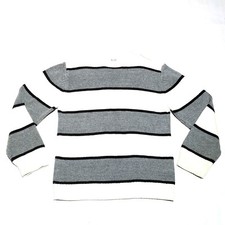 The Children's Place Boys White Grey Striped Sweater Size 5/6