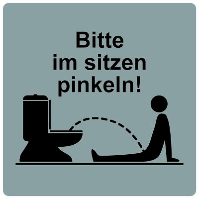 Bitte im sitzen pinkeln Aufkleber 10x10 cm silber LO-TOILET-10000-13-SIMA
