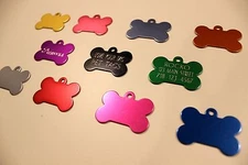 CUSTOM PET TAG DIAMOND ENGRAVED BONE ID DOG TAGS FULLY ANODIZED PREMIUM 2-SIDES