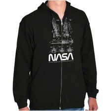 NASA Space Shuttle Rocket Science Astronaut Sweatshirt Zip Up Hoodie Men Women