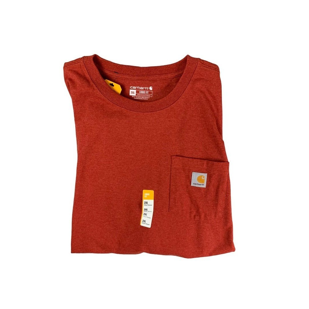 2XL+Carhartt+Men%27s+Red+Heavyweight+Short+Sleeve+Pocket+Tshirt+Loose ...