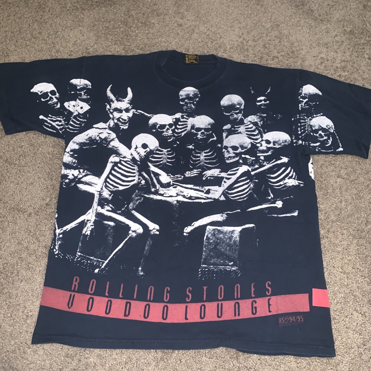 Rolling Stones Voodoo Lounge Tee XL Skeletons 90s Brockum Vtg 