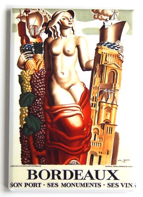Bordeaux Wine FRIDGE MAGNET alcohol poster