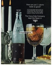 1964 Tab Diet Cola Soda Cut Pressed Wine Glass Goblet Vintage Ad 