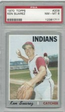 1970 Topps baseball card #209 Ken Suarez, Cleveland Indians graded PSA 8