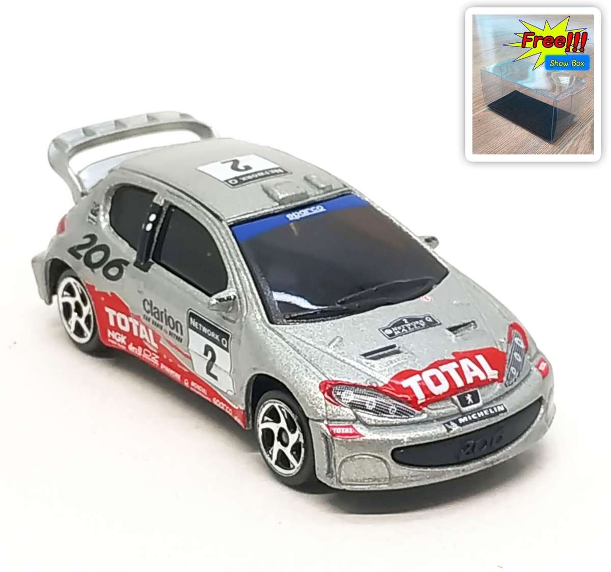 Majorette Peugeot 206 WRC no.2 Silver 1:57 (3