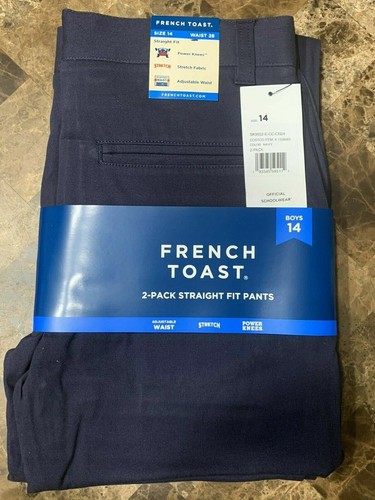 2 Pack French Toast Straight Fit Navy Pants Size 5-16 Waist 22 to 29 School wear - Picture 16 of 19