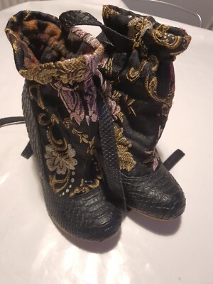Damen Uk5 Irregular Choice Stiefeletten Schwarz Blumen Eu38