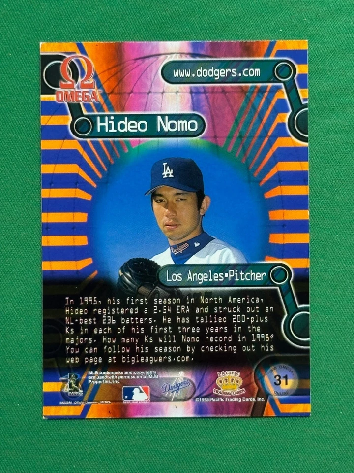1998 Pacific Omega Baseball Online Inserts #31 Hideo Nomo - Image 2 of 2