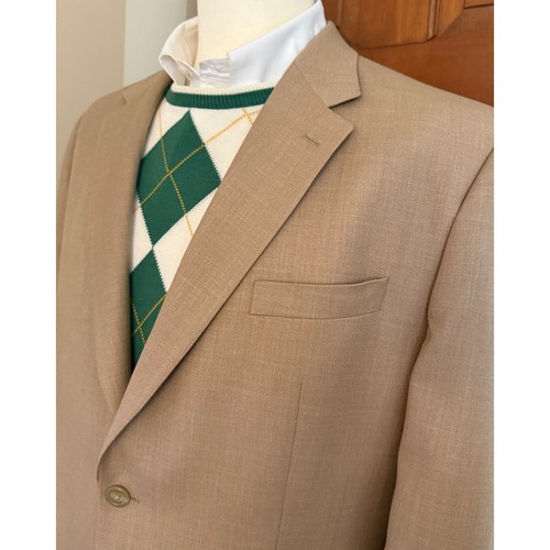Chaps Sport Coat Mens 46R Tan Two-Button Blazer Jacket Preppy Business Casual