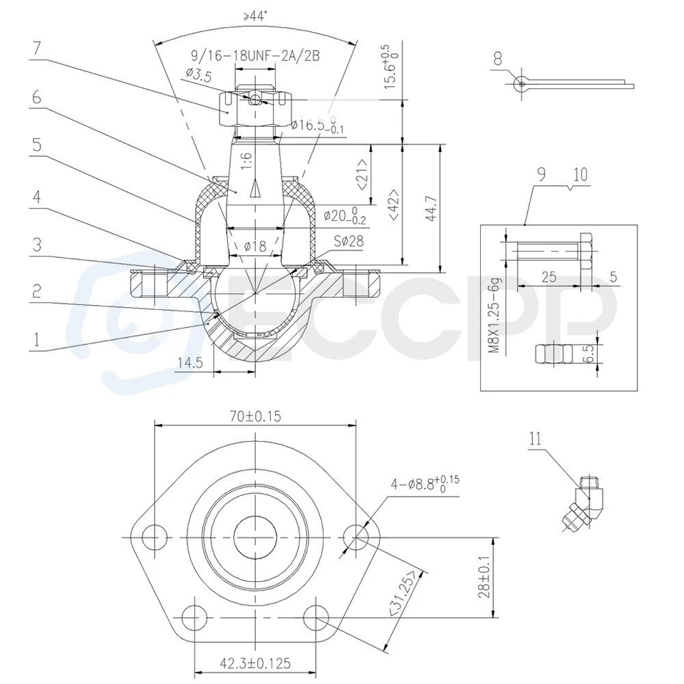 Kit de rótula de brazo de control de dirección de 8 piezas para Chevrolet S10 1984-1996 4x4/4x4 Foto 4 de 4