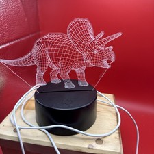 3D Triceratops-Laser engraved acrylic LED night light No Remote. Has Base
