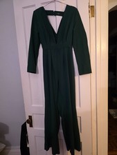 Women's large plunge jumpsuit dark green party formal events elegant worn once