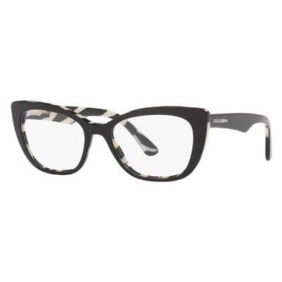 Dolce & Gabbana DG 3360 3372 Top Black on Zebra Plastic Cat-Eye Eyeglasses 52mm