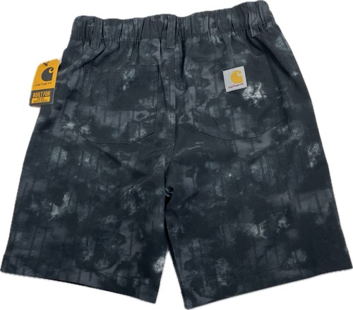 Carhartt Shorts Boys M 10 12 Black Tie-Dye Flat Front Elastic Waist APP1859 - Picture 2 of 9