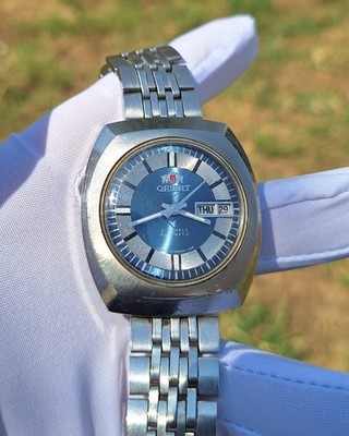 Vintage Orient Automatic Skyline Eclipse Blue & White Watch F469647-7A | Rare