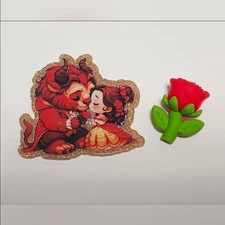 Acrylic Flatback Princess Rose Focal Bead Badge Clip Keychain Bag Clip Crafts