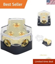 2 Way Power Distribution Block, 0/2/4 AWG Gauge in, 4/8/10 Gauge Out, Car Aud...