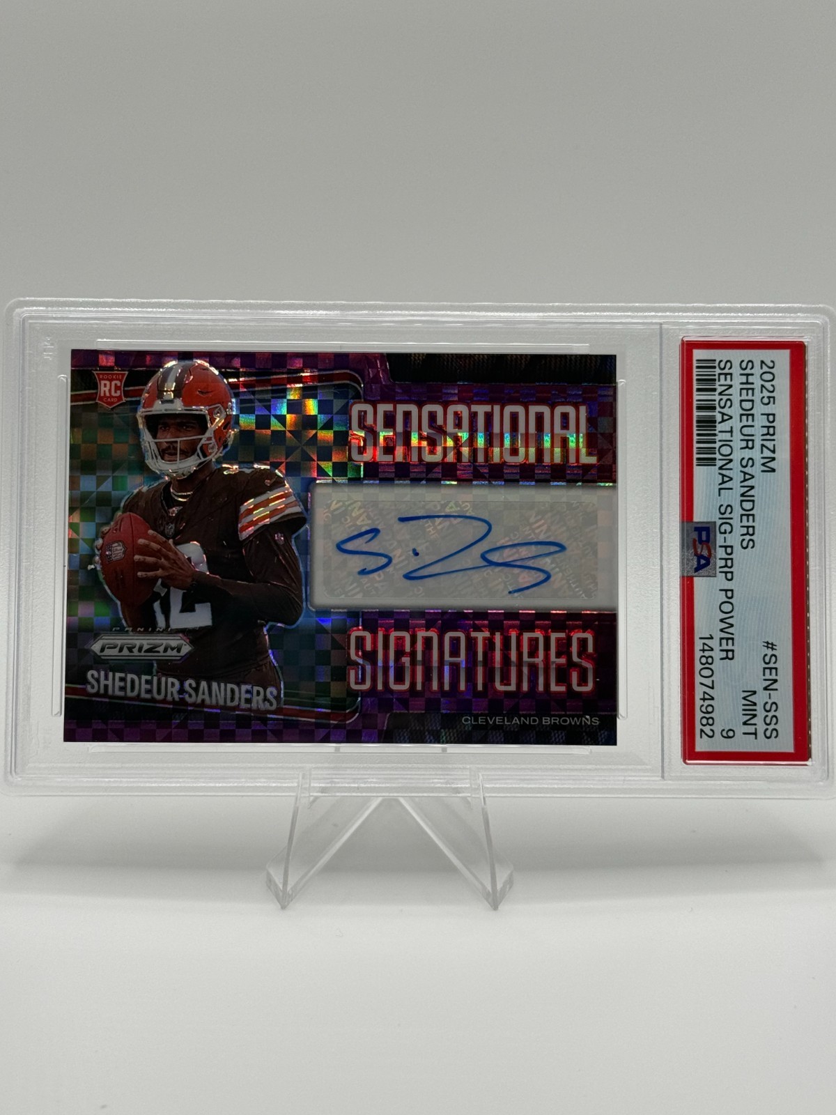 Shedeur Sanders Panini Prizm Sensational Signatures #SENSSS Purple Power