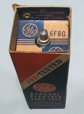 GE 6F8G TWIN TRIODE - NOS/NIB - TESTED - 1943 DATE - ORIGINAL BOX