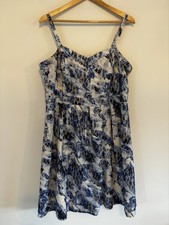 City Chic Plus Size Small Womens Blue Lace Overlay Fit & Flare Dress