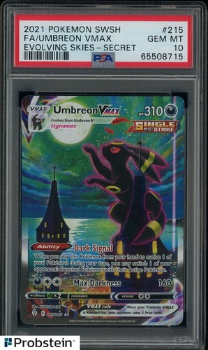 2021 Pokemon SWSH Evolving Skies Secret #215 FA Umbreon VMAX PSA 10 GEM MINT