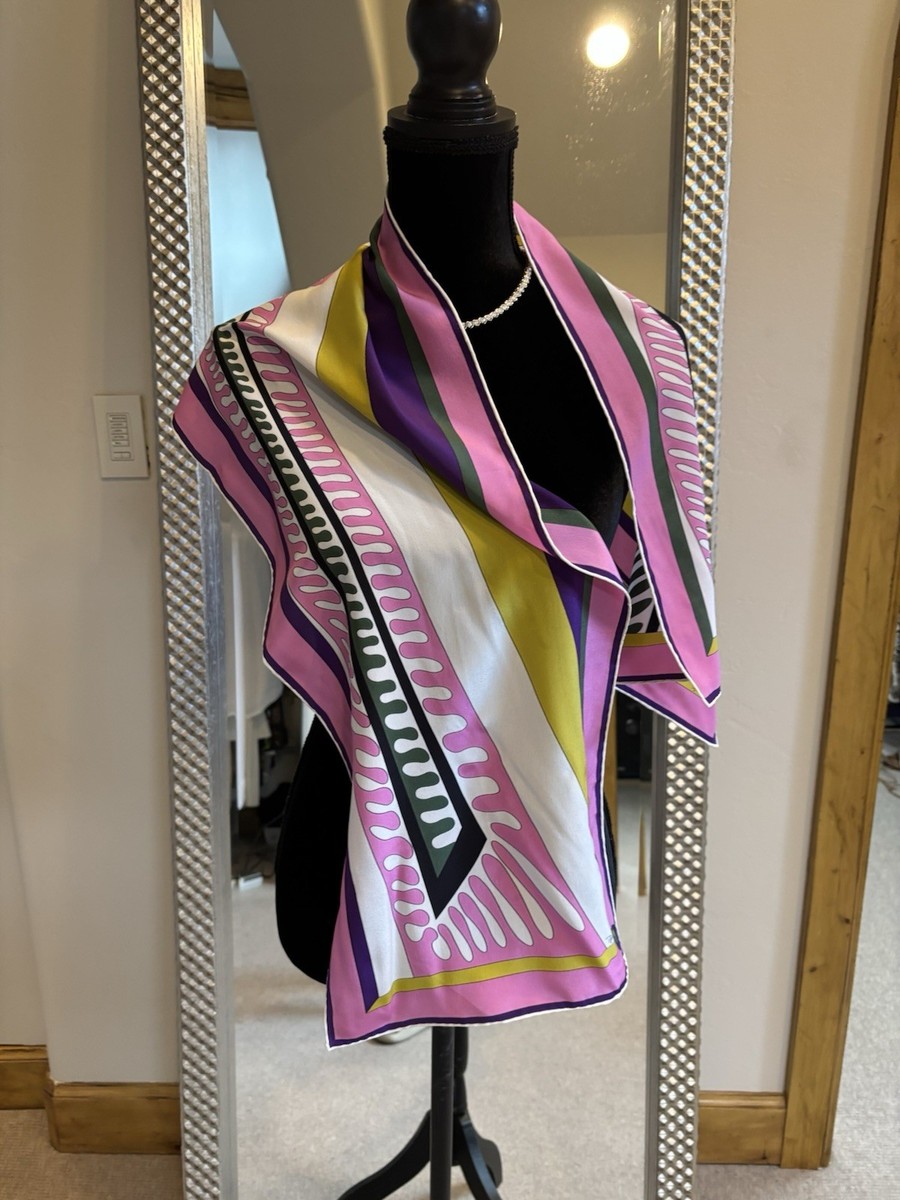 Vintage Emilio Pucci Fuilio Silk Scarf Pink/Purple/cream | eBay