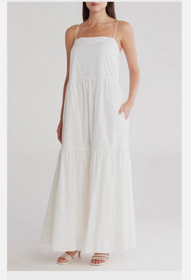 Rag & Bone Cotton Poplin Leilah Tiered Midi Dress  Sz M  $428  salute   *1894