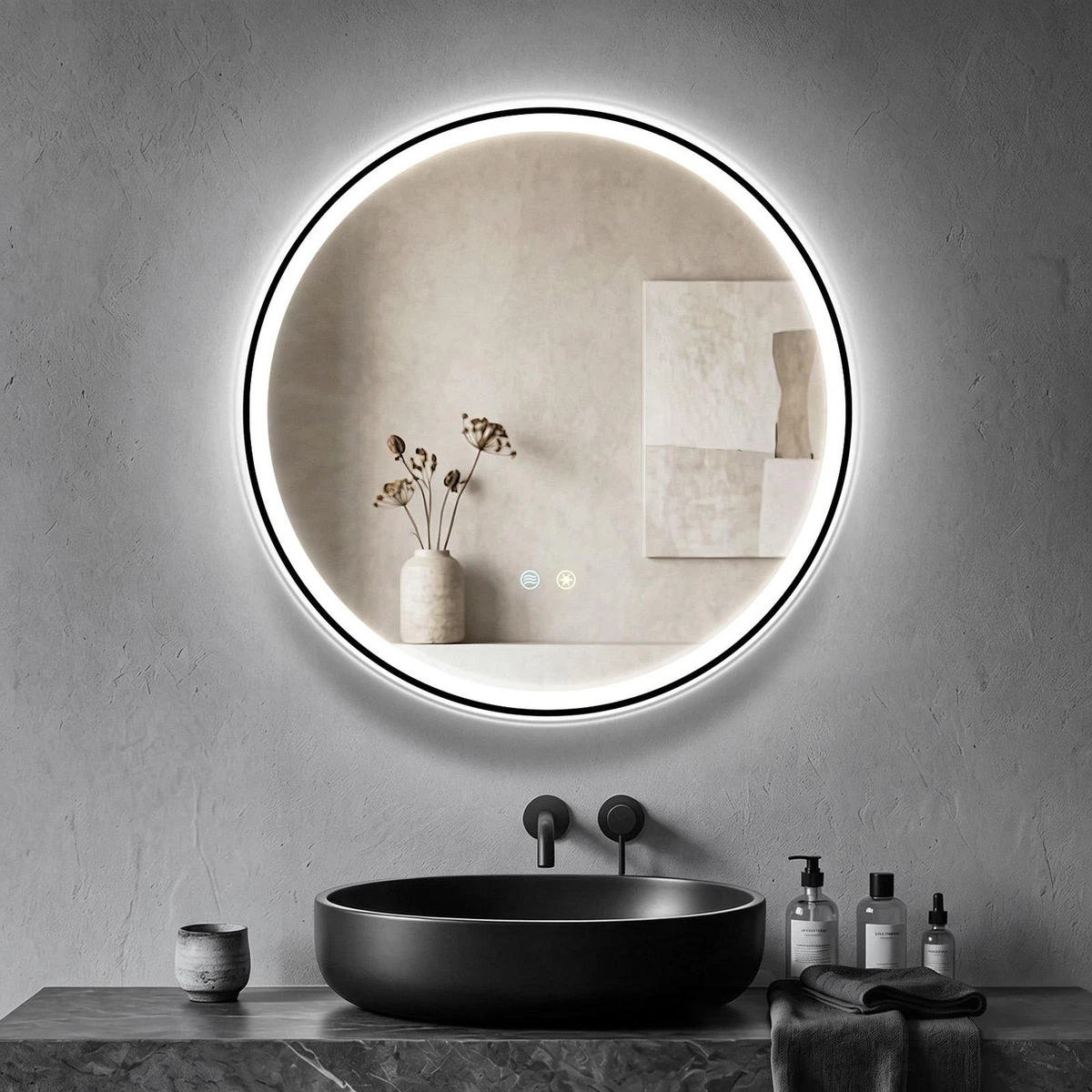 LED Badspiegel Badezimmerspiegel mit Beleuchtung Touch Wandspiegel 60cm/80cm ED