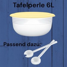 Tupperware Tafelperle 6L Schüssel gelb Salat Servierschüssel Set m. Salatbesteck