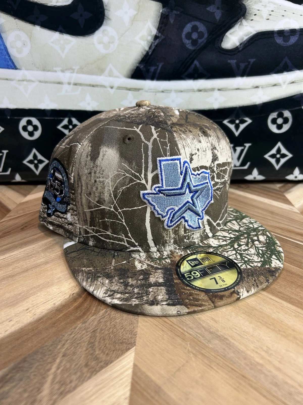 New Era Houston Astros Real Tree Icy Blue Metallic Stone Cold Fitted 7 3/8 ☠️