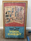 Vintage Handy Andy Tool Set With Original Stuff Inside All Wood Latched Box 1973