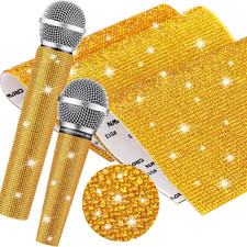 3 Pcs Microphone Prop Sparkly Bling Handle Cover Stickers Micro Sleeve Glitter M