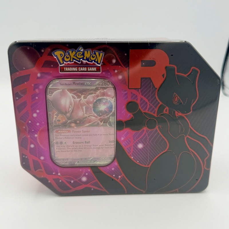 Pokemon TCG Destined Rivals Team Rocket's Mewtwo ex Tin Sealed Scarlet Violet