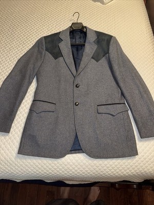 Circle S Jacket Adult 42L Blue Gray Western Blazer Made in USA Dallas Texas Men