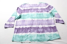 Denim & Co. Women's Jersey 3/4 Sleeve Round Neck Top CG2 Soft Amethyst Large